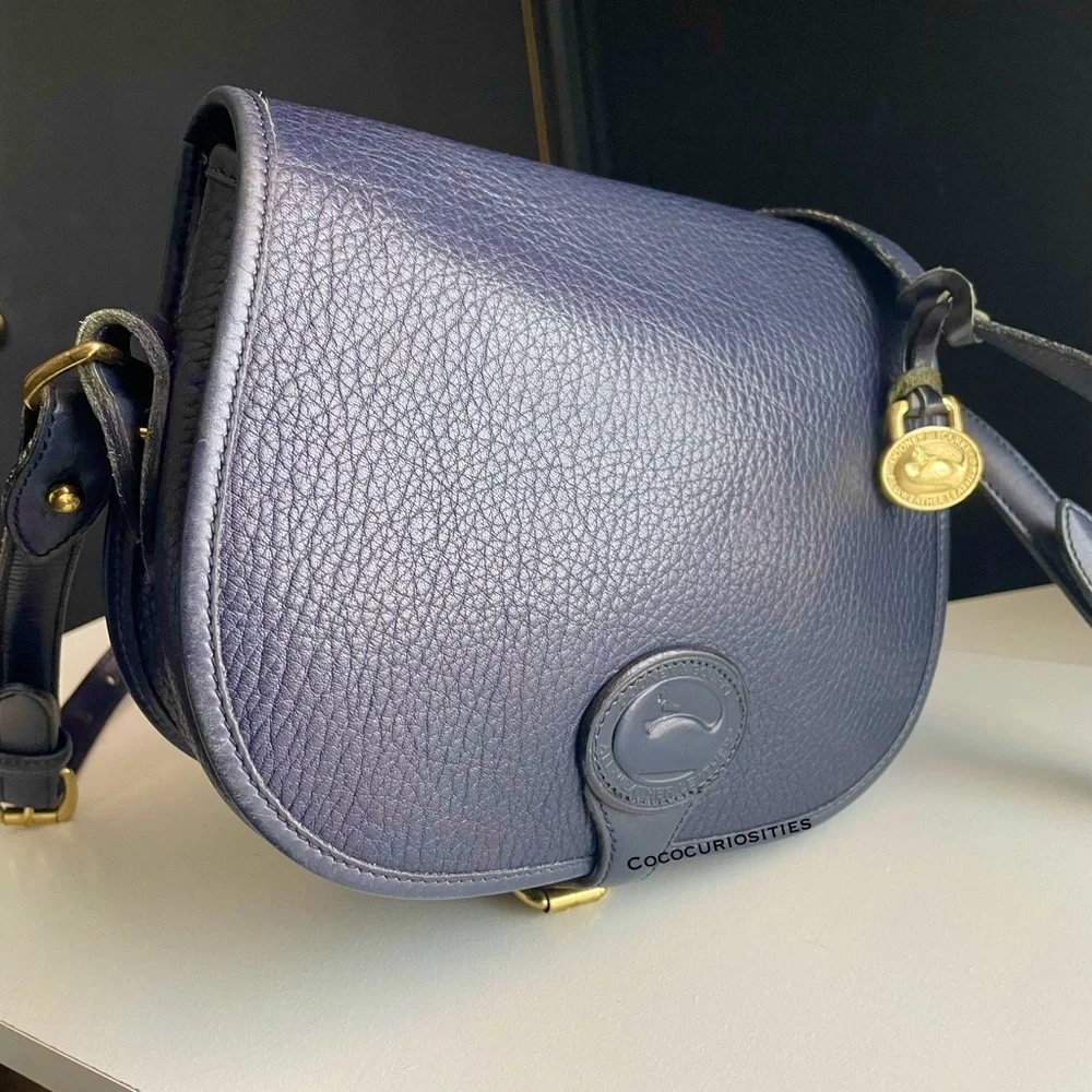 Dooney and Bourke AWL Leather Navy Blue Saddle crossbody Bag - Picture 3 of 15